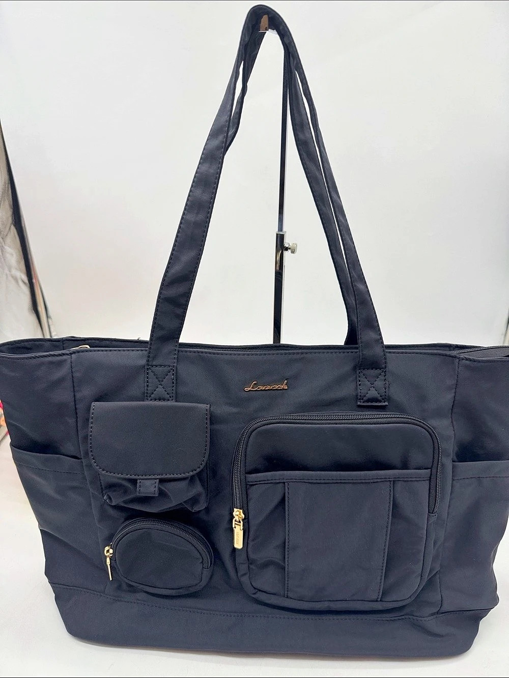 Lovevook Tote Bag with Multiple Pockets in Black